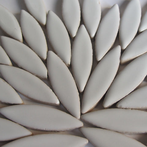 Large Ceramic Petals & Leaves for Mosaics White 4oz