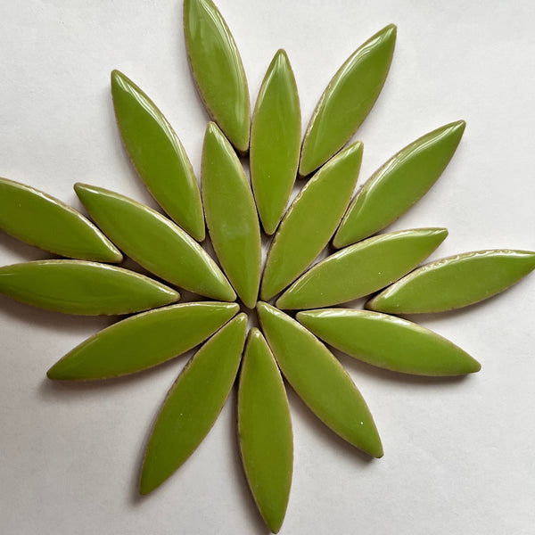 Large Ceramic Petals & Leaves for Mosaic Light Green 4oz