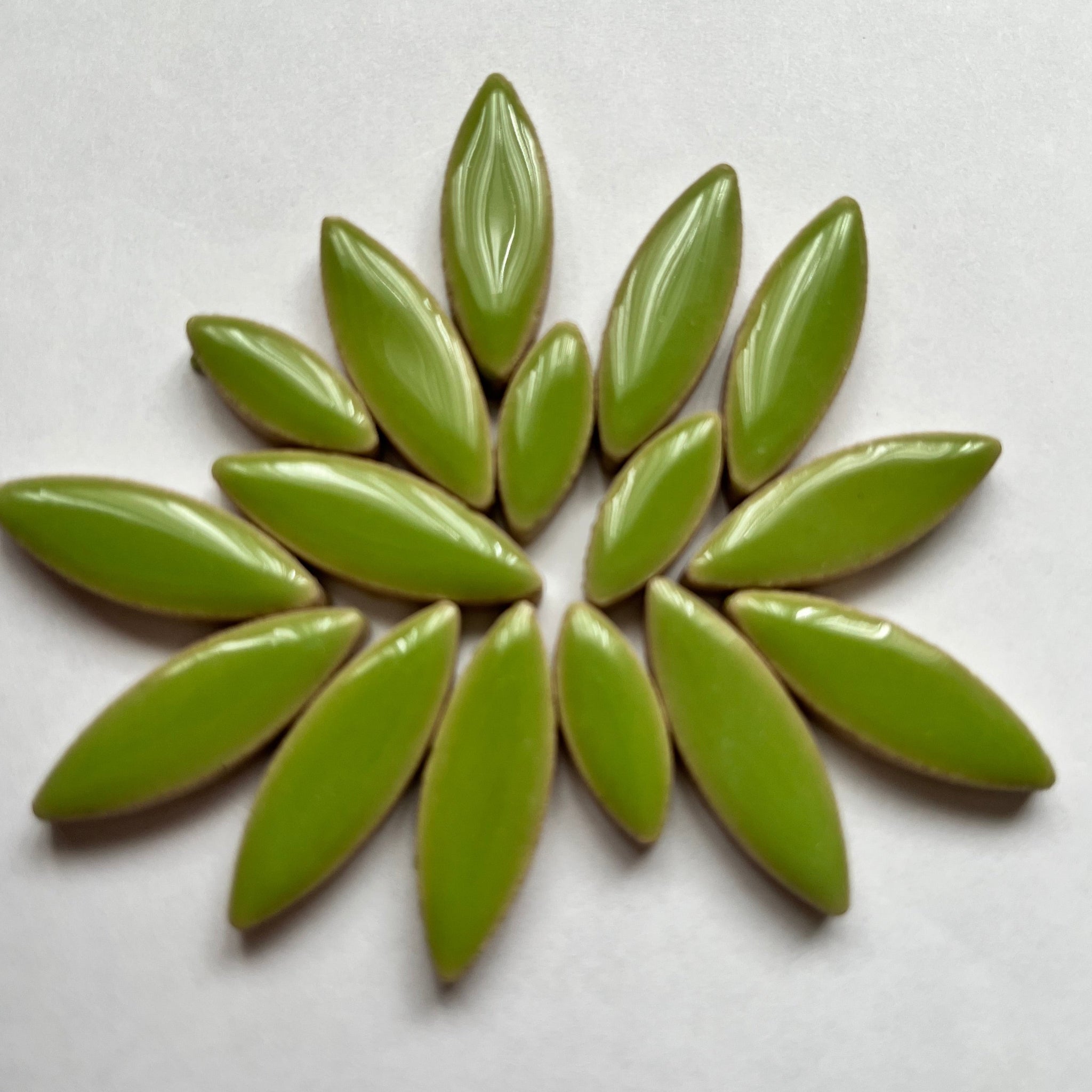 Ceramic Petals & Leaves for Mosaics - Light Green Mix
