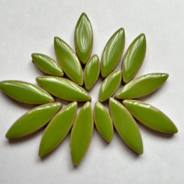 Ceramic Petals & Leaves for Mosaics - Light Green Mix