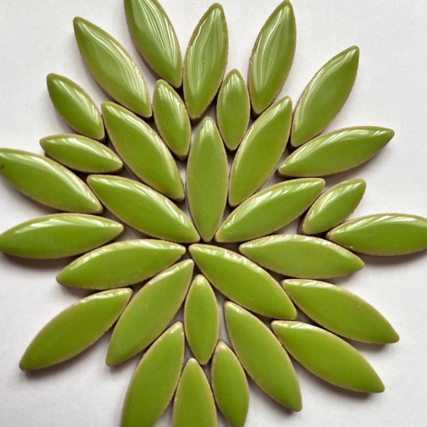 Ceramic Petals & Leaves for Mosaics - Light Green Mix