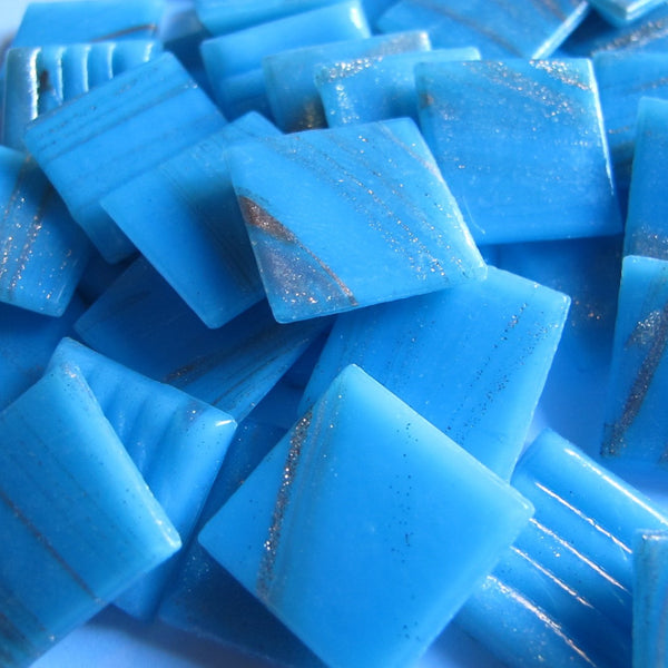Gold Streaky 20mm - Vitreous Tiles SKY BLUE