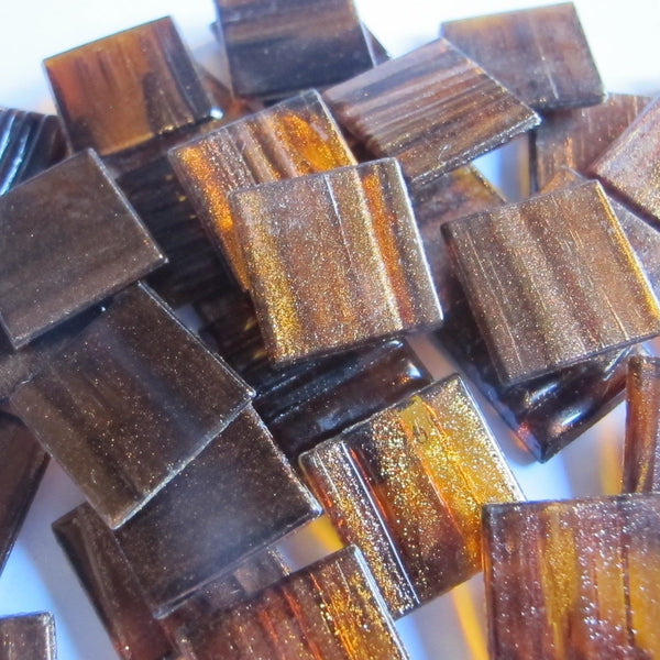 Gold Streaky 20mm - Vitreous Tiles CHOCOLATE