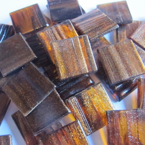 Gold Streaky 20mm - Vitreous Tiles CHOCOLATE