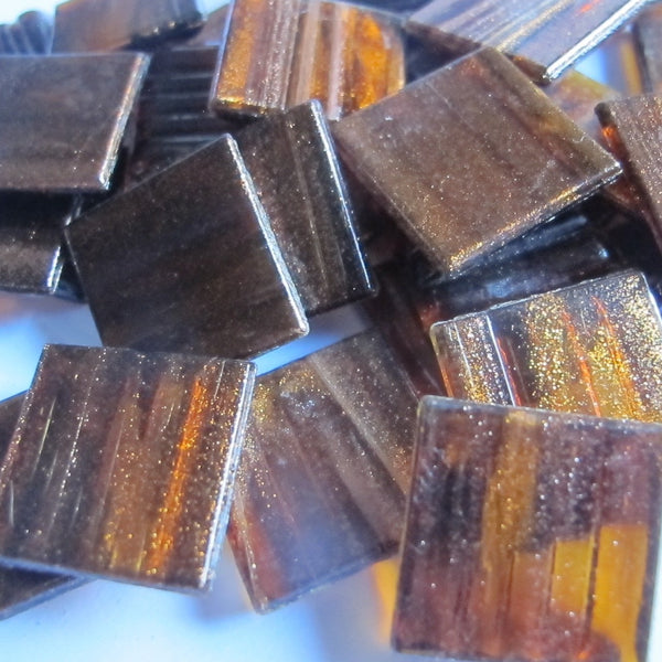 Gold Streaky 20mm - Vitreous Tiles CHOCOLATE