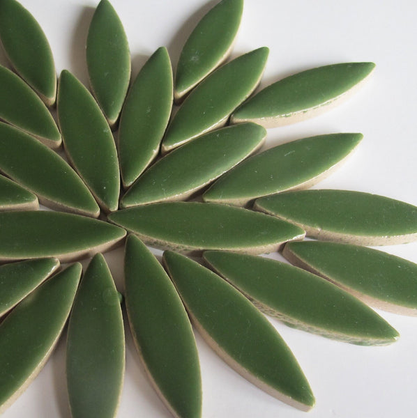 Large Ceramic Petals & Leaves for Mosaic Green 4oz
